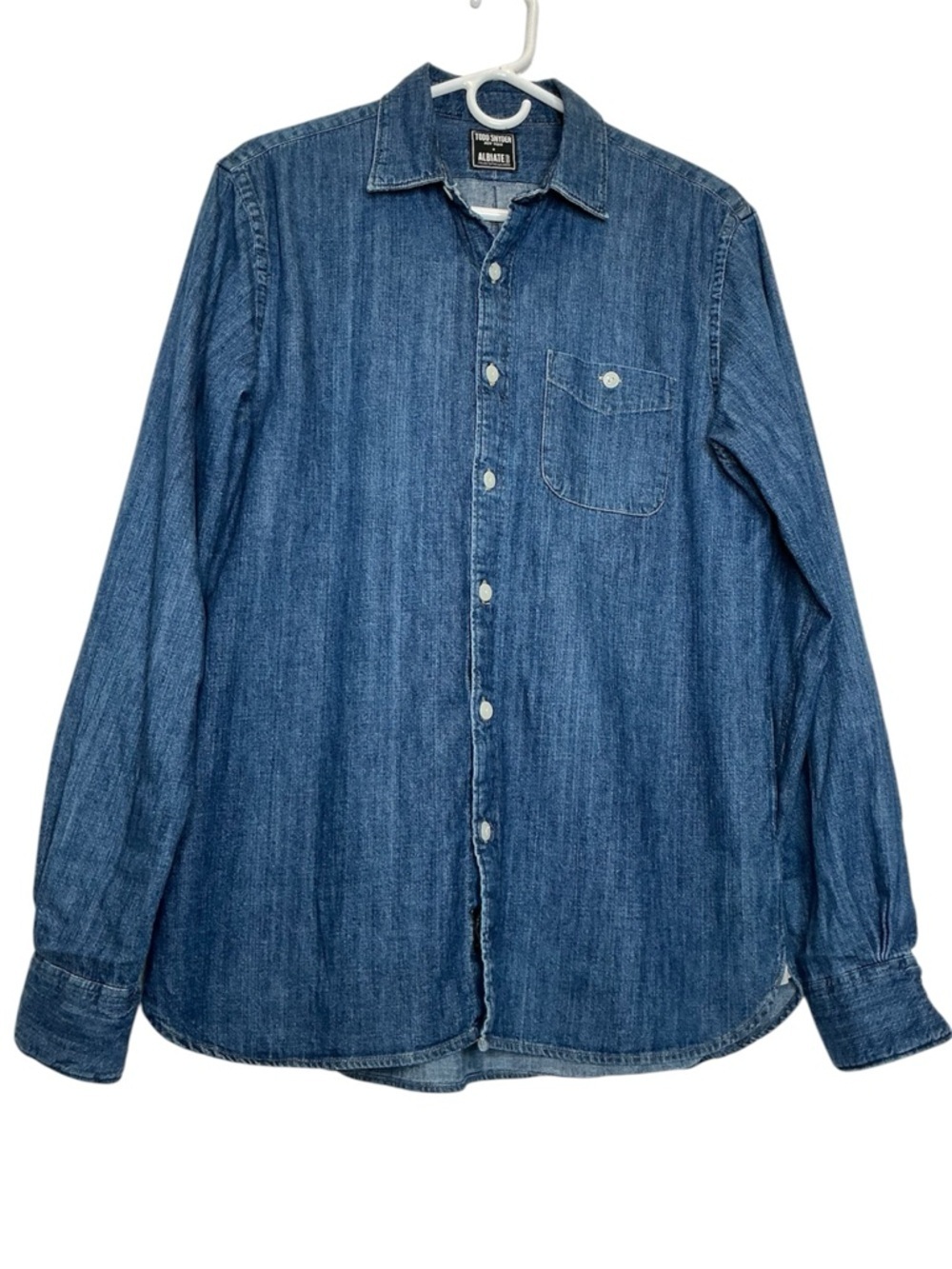Todd Snyder x Albiate Mens Denim Button-Down Shirt One Chest Pocket M